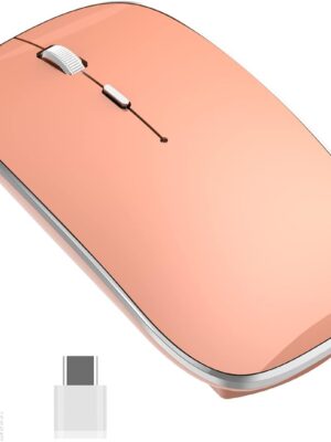 Wireless Mouse Chargeable Portable Silent Wireless Mouse USB and Type-C Dual Mode Wireless Mouse 3 Adjustable DPI for Laptop, Mac, MacBook, Android, PC (Q23S Black) (Orange)