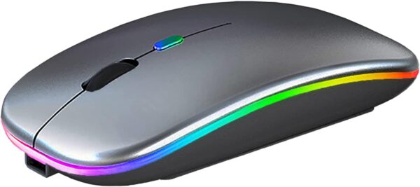 Wireless Bluetooth Mouse,Rechargeable LED Silent Slim Laptop Mouse,Portable(BT5.2 and USB Receiver) Dual Mode Computer Mouse for Laptop,ipad Tablet,Apple Desktop,Mac.(Grey)