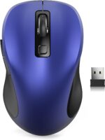 Wireless Mouse for Laptop, 2.4GHz Ergonomic Computer Mouse with Back & Forward Buttons, 3 Levels Tracking Speed, 6 Buttons, Optical USB Cordless Mice for Windows MacBook PC (Deep Blue)
