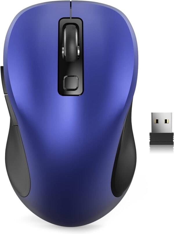 Wireless Mouse for Laptop, 2.4GHz Ergonomic Computer Mouse with Back & Forward Buttons, 3 Levels Tracking Speed, 6 Buttons, Optical USB Cordless Mice for Windows MacBook PC (Deep Blue)