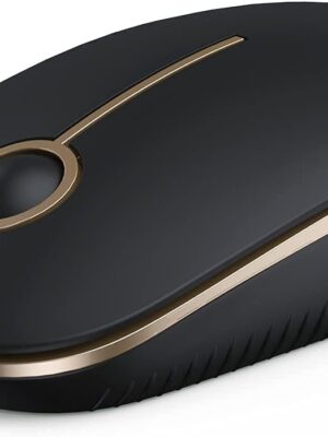 Wireless Mouse, 2.4G Slim Portable Computer Mice with Nano Receiver for Notebook, PC, Laptop, Computer (Black and Gold)