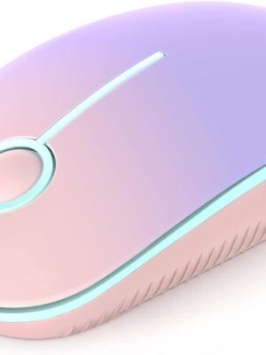 Wireless Mouse, 2.4G Slim Portable Computer Mouse with Nano Receiver Quiet Silent Optical Laptop Mouse for Notebook, PC, Laptop, Computer-Pink to Purple