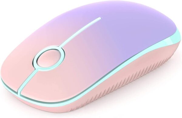 Wireless Mouse, 2.4G Slim Portable Computer Mouse with Nano Receiver Quiet Silent Optical Laptop Mouse for Notebook, PC, Laptop, Computer-Pink to Purple