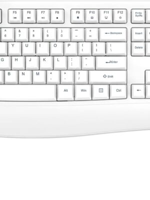 Wireless Keyboard, 2.4G Ergonomic Full Size Wireless Computer Keyboard with Wrist Rest for Windows, Mac OS Desktop/Laptop/PC（White）