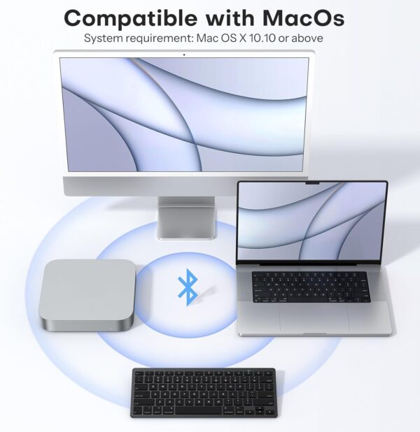 Bluetooth Keyboard Compatible with Mac, Compact Wireless Keyboard Compatible with MacBook Pro/Air, iMac, Mac Mini/Pro Laptop and PC, Dark Black