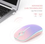 Wireless Mouse, 2.4G Slim Portable Computer Mouse with Nano Receiver Quiet Silent Optical Laptop Mouse for Notebook, PC, Laptop, Computer-Pink to Purple