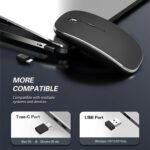 Wireless Mouse Chargeable Portable Silent Wireless Mouse USB and Type-C Dual Mode Wireless Mouse 3 Adjustable DPI for Laptop, Mac, MacBook, Android, PC (Q23S Black) (Black)