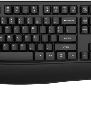 Wireless Keyboard, 2.4G Ergonomic Full Size Wireless Computer Keyboard with Wrist Rest for Windows, Mac OS Desktop/Laptop/PC（Black）
