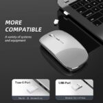 Wireless Mouse Chargeable Portable Silent Wireless Mouse USB and Type-C Dual Mode Wireless Mouse 3 Adjustable DPI for Laptop, Mac, MacBook, Android, PC (Q23S Black) (Grey)