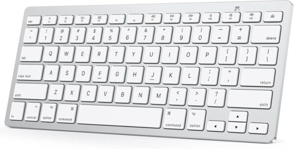 Bluetooth Keyboard Compatible with Mac, Compact Wireless Keyboard Compatible with MacBook Pro/Air, iMac, Mac Mini/Pro Laptop and PC (Silver)