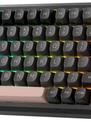 Wireless CNC  Gaming Keyboard w/ Screen & Knob, 81 Keys Mechanical Keyboard, Smart 1.14’’  Info Display, 5-Layer Noise Dampening, Custom Linear Switch, Dawn Sakura Color