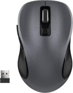 Wireless Mouse for Laptop, Ergonomic Computer Mouse with USB Receiver and Type-C Adapter, 3 Adjustable Levels, 6 Button Cordless Wireless Mice (Grey)