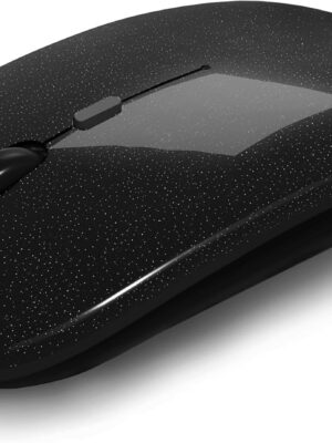 Wireless Bluetooth Mouse Rechargeable Laptop Mice Use Portable(Bluetooth5.2 and USB 2.4G) Dual Mode Connection Silent Slim Computer Mouse for Laptop/iPad Tablet/Apple MacBook/PC(Bright Black)