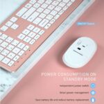 Wireless Keyboard and Mouse Combo - Full Size Slim Thin Wireless Keyboard Mouse with Numeric Keypad 2.4G Stable Connection Adjustable DPI - Rose Gold & White