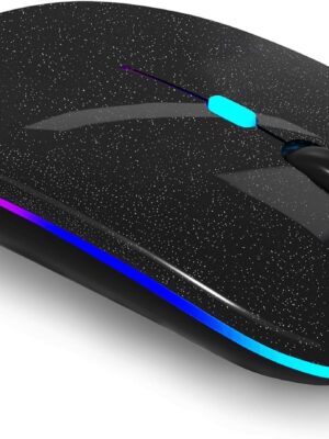 Wireless Mouse Bluetooth Mouse Rechargeable LED Silent Slim Mouse Bluetooth 5.2 or 2.4G Portable USB Receiver Dual Mode Computer Mouse for Laptop/Computer/iPad/Tablet/MacBook (Pearl Black)