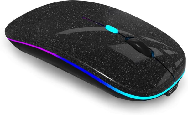 Wireless Mouse Bluetooth Mouse Rechargeable LED Silent Slim Mouse Bluetooth 5.2 or 2.4G Portable USB Receiver Dual Mode Computer Mouse for Laptop/Computer/iPad/Tablet/MacBook (Pearl Black)