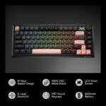 Wireless CNC  Gaming Keyboard w/ Screen & Knob, 81 Keys Mechanical Keyboard, Smart 1.14’’  Info Display, 5-Layer Noise Dampening, Custom Linear Switch, Dawn Sakura Color
