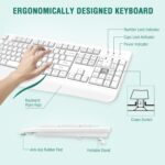 Wireless Keyboard, 2.4G Ergonomic Full Size Wireless Computer Keyboard with Wrist Rest for Windows, Mac OS Desktop/Laptop/PC（White）