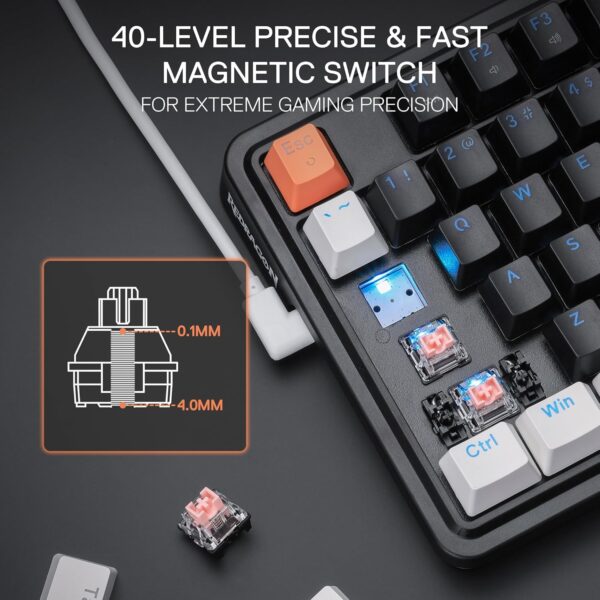 Gaming Keyboard, 75% 81 Keys Wired Mechanical Keyboard w/r-Fast Actuation Magnetic Switch, Actuation Point Adjustable, 8K Hz Polling Rate, Dedicated Control Knob
