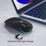 Wireless Mouse Bluetooth Mouse Rechargeable LED Silent Slim Mouse Bluetooth 5.2 or 2.4G Portable USB Receiver Dual Mode Computer Mouse for Laptop/Computer/iPad/Tablet/MacBook (Pearl Black)