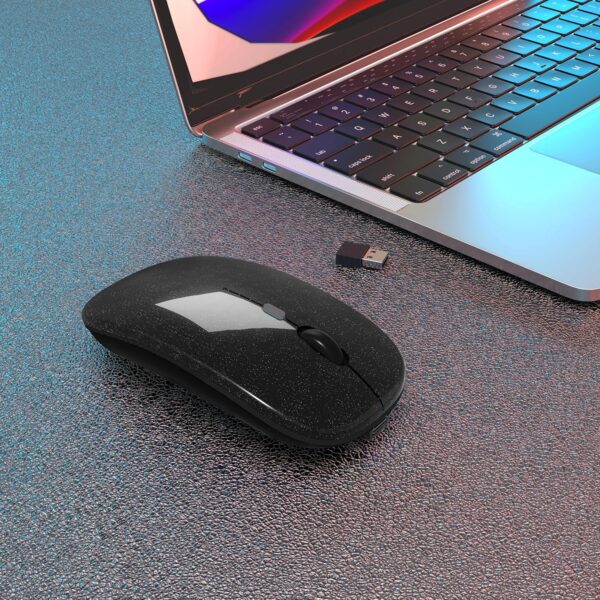 Wireless Bluetooth Mouse Rechargeable Laptop Mice Use Portable(Bluetooth5.2 and USB 2.4G) Dual Mode Connection Silent Slim Computer Mouse for Laptop/iPad Tablet/Apple MacBook/PC(Bright Black)